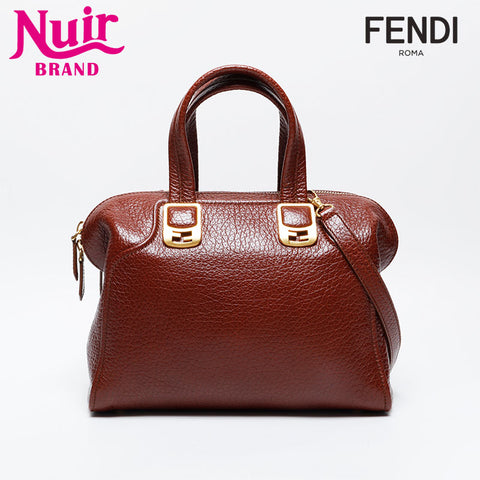 FENDI Leather Chameleon 2way Shoulder Bag Brown WS21308
