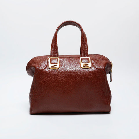FENDI Leather Chameleon 2way Shoulder Bag Brown WS21308