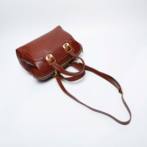 FENDI Leather Chameleon 2way Shoulder Bag Brown WS21308