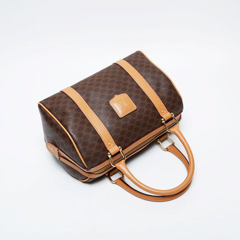CELINE Macadam PVC Hand Boston bag Brown WS21309