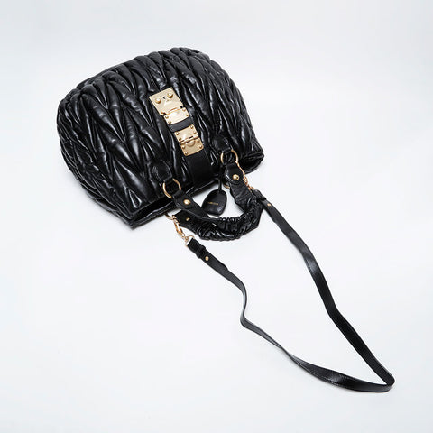 Miu Miu Matelasse 2way Leather Shoulder Bag black WS21310