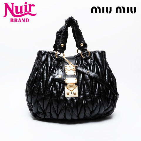 Miu Miu Matelasse 2way Leather Shoulder Bag black WS21310