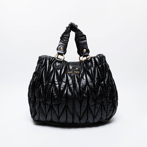 Miu Miu Matelasse 2way Leather Shoulder Bag black WS21310