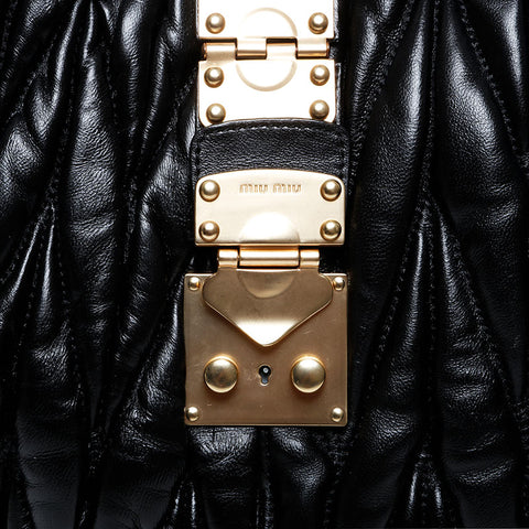 Miu Miu Matelasse 2way Leather Shoulder Bag black WS21310