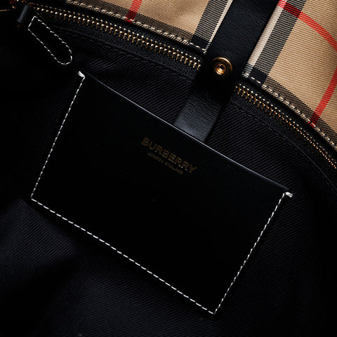 BURBERRY TB Bucket Cotton Check Shoulder Bag beige WS21312