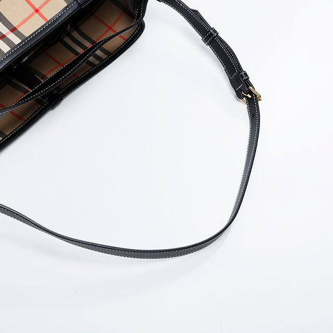 BURBERRY TB Bucket Cotton Check Shoulder Bag beige WS21312