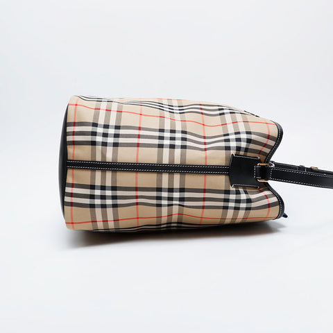 BURBERRY TB Bucket Cotton Check Shoulder Bag beige WS21312