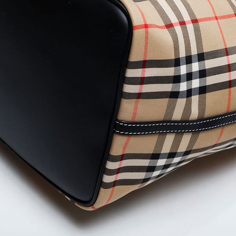 BURBERRY TB Bucket Cotton Check Shoulder Bag beige WS21312