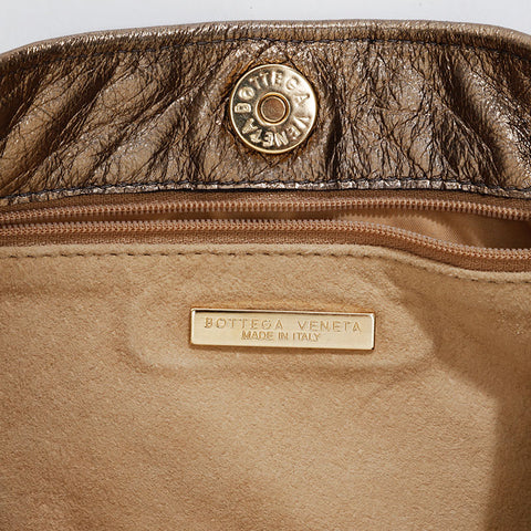 BOTTEGAVENETA Metallic Leather INTRECCIATO Shoulder Bag gold WS21313