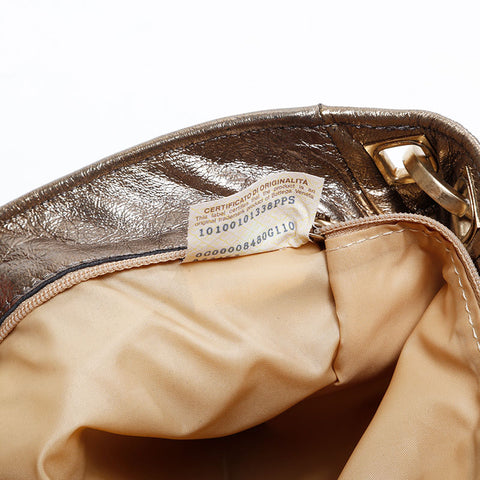 BOTTEGAVENETA Metallic Leather INTRECCIATO Shoulder Bag gold WS21313