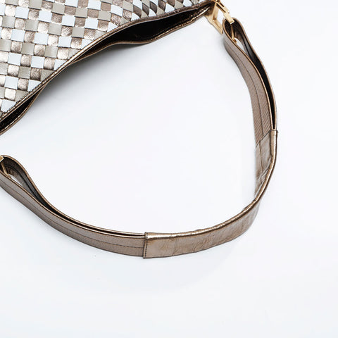 BOTTEGAVENETA Metallic Leather INTRECCIATO Shoulder Bag gold WS21313