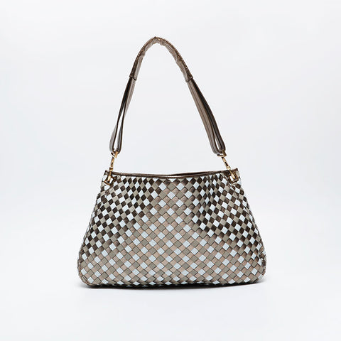 BOTTEGAVENETA Metallic Leather INTRECCIATO Shoulder Bag gold WS21313