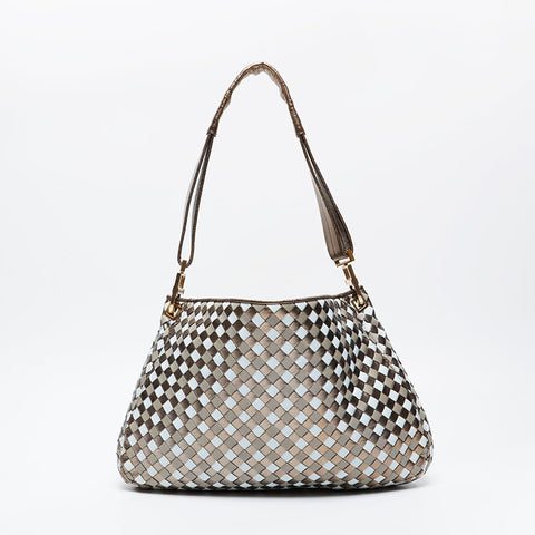 BOTTEGAVENETA Metallic Leather INTRECCIATO Shoulder Bag gold WS21313