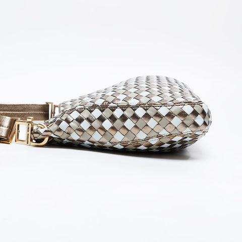 BOTTEGAVENETA Metallic Leather INTRECCIATO Shoulder Bag gold WS21313