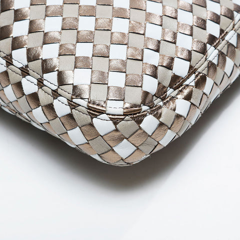 BOTTEGAVENETA Metallic Leather INTRECCIATO Shoulder Bag gold WS21313