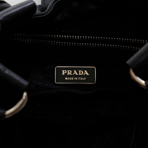 PRADA Leather Moon Triangle Logo Shoulder Bag black WS21315