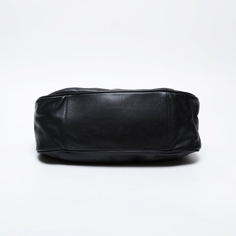 PRADA Leather Moon Triangle Logo Shoulder Bag black WS21315