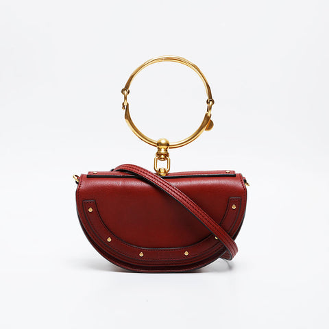 Chloe Leather Nile Minaudière 2way Shoulder Bag Red WS21316
