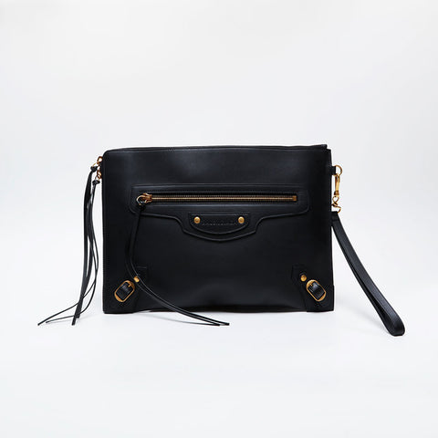 BALENCIAGA Neoclassical Leather Clutch bag black WS21317