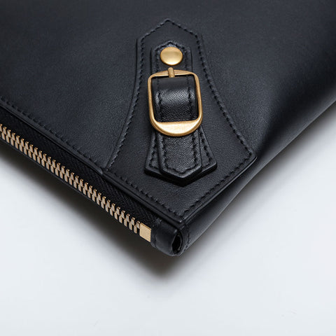 BALENCIAGA Neoclassical Leather Clutch bag black WS21317