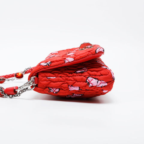 Miu Miu Nylon-Canvas, Matelasse, Crystal Umhängetasche Rot WS21324