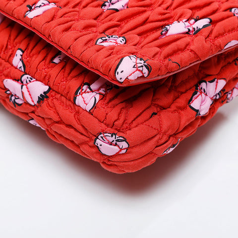 Miu Miu Nylon-Canvas, Matelasse, Crystal Umhängetasche Rot WS21324