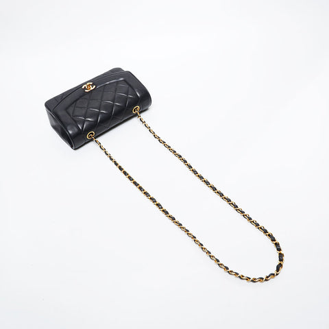 CHANEL No. 2 1991-1994 Diana Matelasse Chain Lambskin Shoulder Bag black WS21326