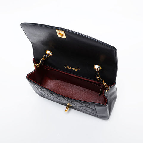 CHANEL No. 2 1991-1994 Diana Matelasse Chain Lambskin Shoulder Bag black WS21326