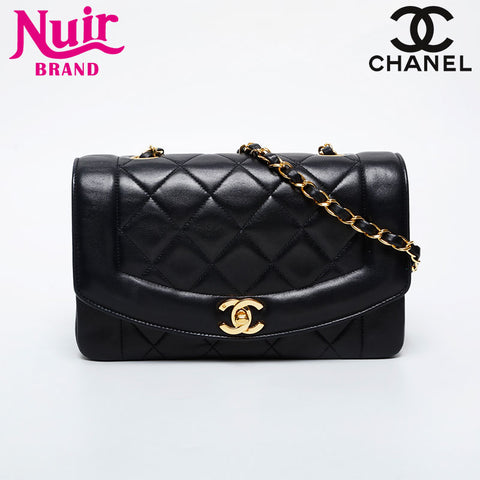 CHANEL No. 2 1991-1994 Diana Matelasse Chain Lambskin Shoulder Bag black WS21326