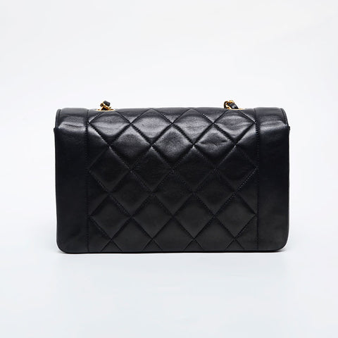 CHANEL No. 2 1991-1994 Diana Matelasse Chain Lambskin Shoulder Bag black WS21326