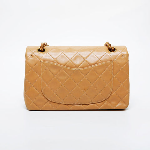 CHANEL No. 5 1997-1999 Lambskin Matelasse 9.1" Double Flap Shoulder Bag beige WS21328