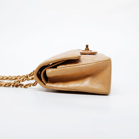 CHANEL No. 5 1997-1999 Lambskin Matelasse 9.1" Double Flap Shoulder Bag beige WS21328