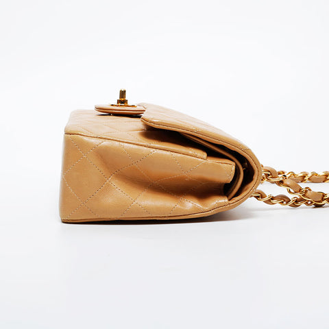 CHANEL No. 5 1997-1999 Lambskin Matelasse 9.1" Double Flap Shoulder Bag beige WS21328