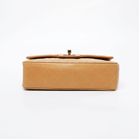 CHANEL No. 5 1997-1999 Lambskin Matelasse 9.1" Double Flap Shoulder Bag beige WS21328