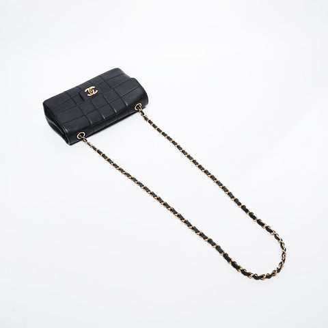 CHANEL No. 7 2002-2003 Chocolate Bar Chain Shoulder Bag black WS21329