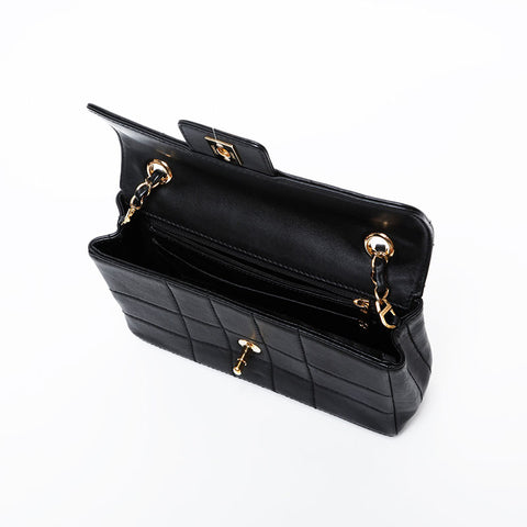 CHANEL No. 7 2002-2003 Chocolate Bar Chain Shoulder Bag black WS21329