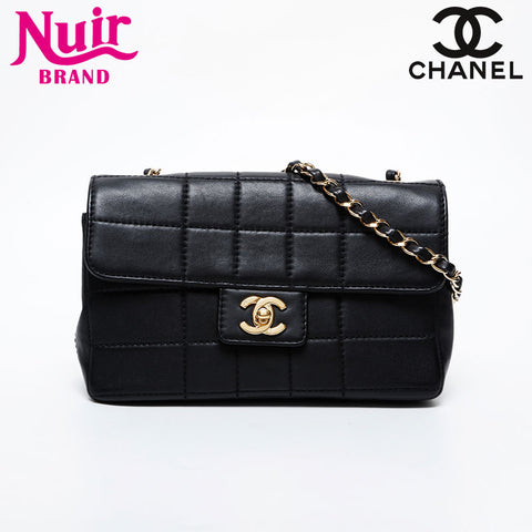 CHANEL No. 7 2002-2003 Chocolate Bar Chain Shoulder Bag black WS21329
