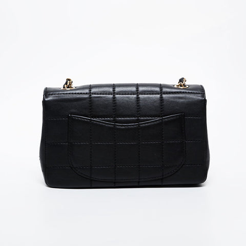 CHANEL No. 7 2002-2003 Chocolate Bar Chain Shoulder Bag black WS21329