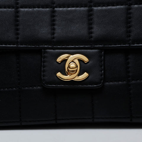 CHANEL No. 7 2002-2003 Chocolate Bar Chain Shoulder Bag black WS21329