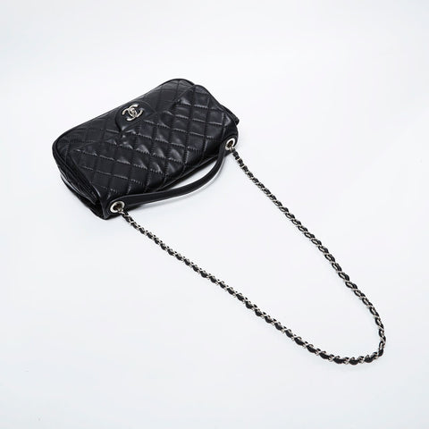 CHANEL Wild Stitch 2-Way Matelasse Chain Top Handle Shoulder Bag black WS21331