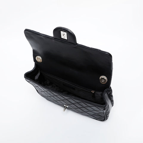 CHANEL Wild Stitch 2-Way Matelasse Chain Top Handle Shoulder Bag black WS21331