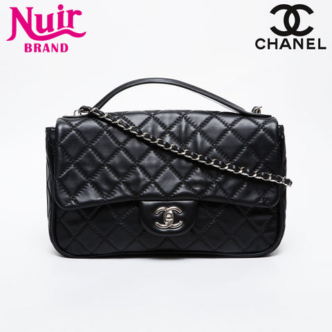 CHANEL Wild Stitch 2-Way Matelasse Chain Top Handle Shoulder Bag black WS21331