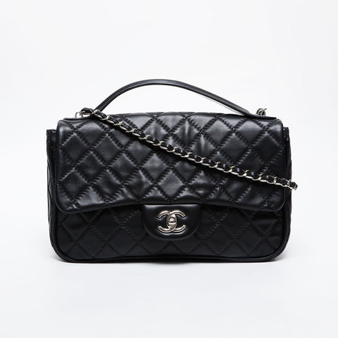 CHANEL Wild Stitch 2-Way Matelasse Chain Top Handle Shoulder Bag black WS21331