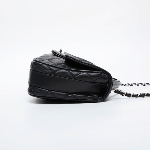 CHANEL Wild Stitch 2-Way Matelasse Chain Top Handle Shoulder Bag black WS21331