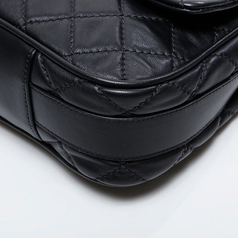 CHANEL Wild Stitch 2-Way Matelasse Chain Top Handle Shoulder Bag black WS21331