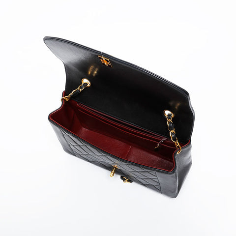CHANEL No. 2 1991-1994 Diana Matelasse Chain Lambskin Shoulder Bag black WS21332