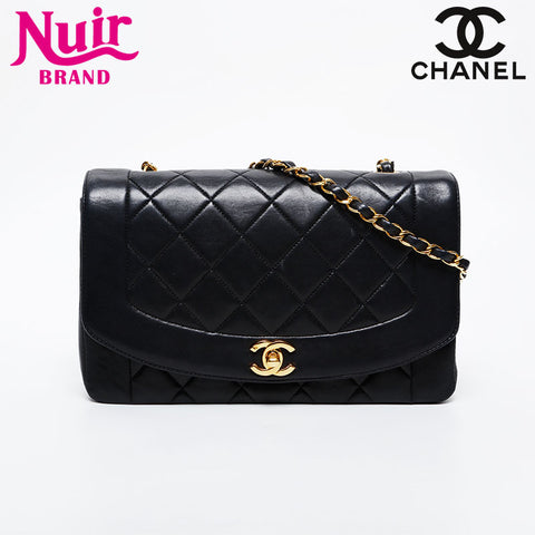 CHANEL No. 2 1991-1994 Diana Matelasse Chain Lambskin Shoulder Bag black WS21332