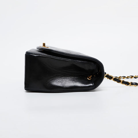 CHANEL No. 2 1991-1994 Diana Matelasse Chain Lambskin Shoulder Bag black WS21332