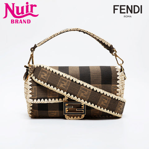 FENDI Raffia Mamma Bucket Pecan 2way 2020 Shoulder Bag beige WS21333
