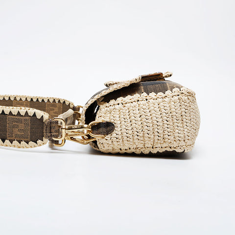 FENDI Raffia Mamma Bucket Pecan 2way 2020 Shoulder Bag beige WS21333